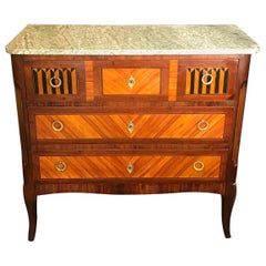 Elegant French Louis XVI Style Marquetry Inlaid Petite Commode