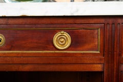 Elegant French Mahogany and White Carrara Marble Buffet by Maison Krieger