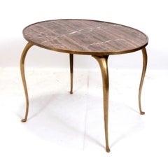 Elegant French Marble and Brass Console Table or Desk Mid Century 42wx32dx30.5h