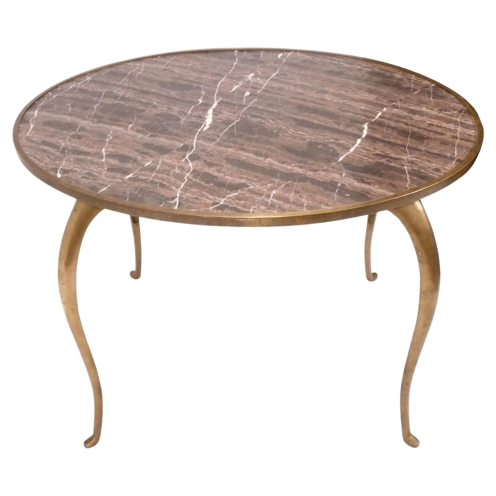 Elegant Französisch Marmor und Messing Konsolentisch oder Schreibtisch Mid Century 42wx32dx30.5h