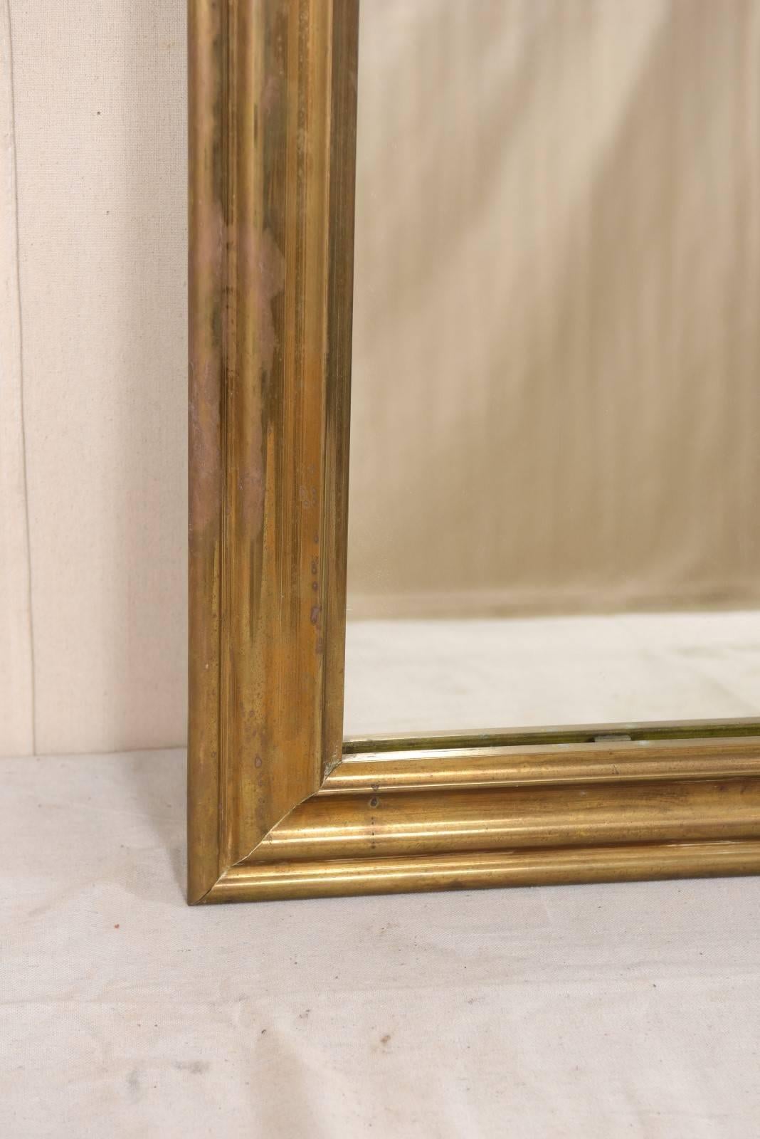 Elegant French Mid-20th Century Mirror with Brass Surround 2