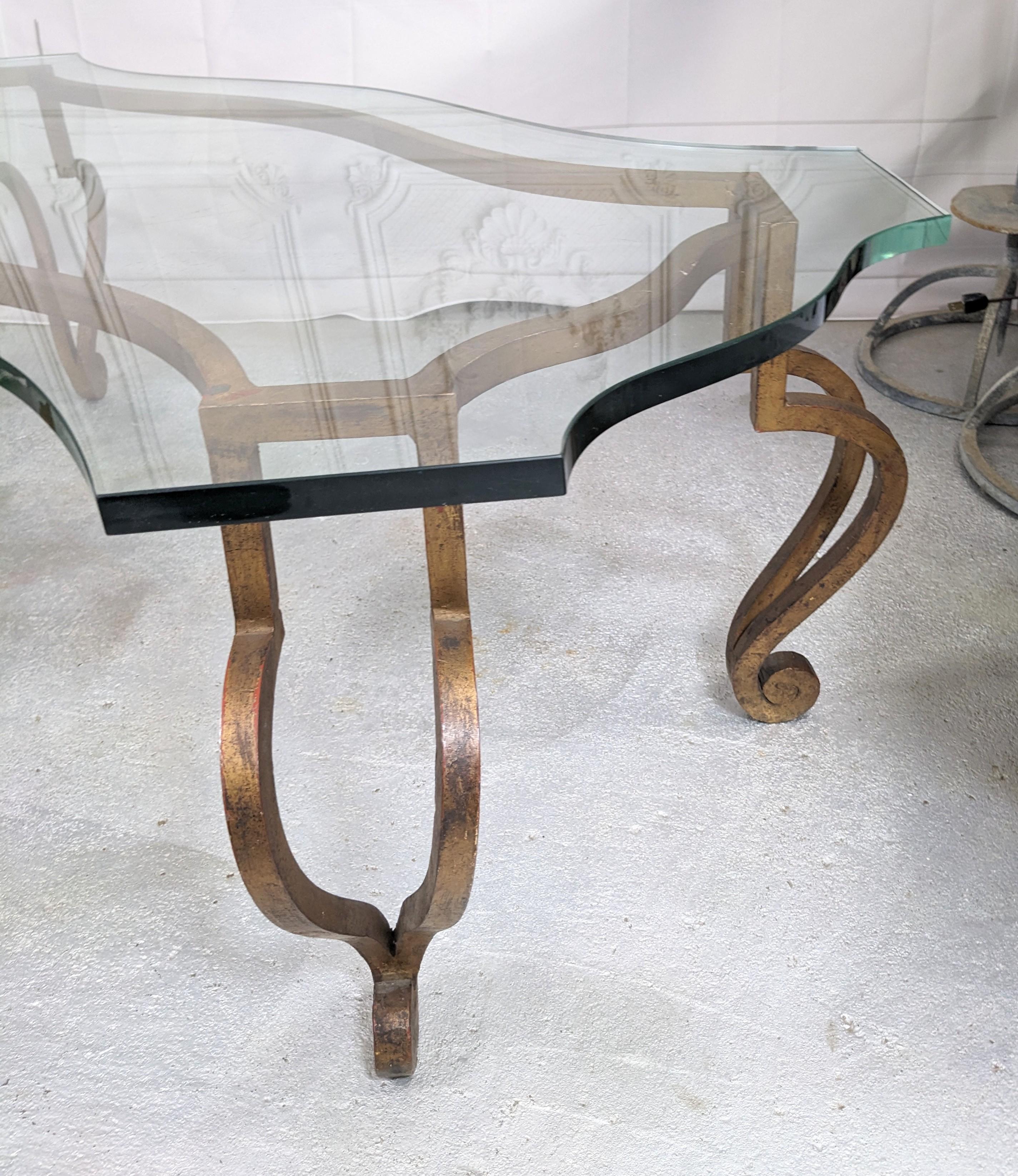 Elegant French Mid Century Gilt Iron Coffee Table, Jansen For Sale 3