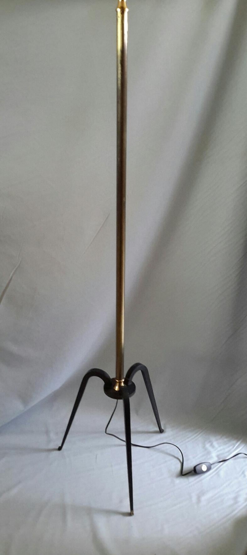 Mid-20th Century Elegant French Mid-Century Modern Bronze Lamp Floor by Arlus, 1950s For Sale