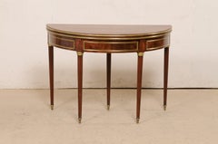 Elegant French Neoclassical Demi-to-round Table W/ Brass Accents, 19th C.