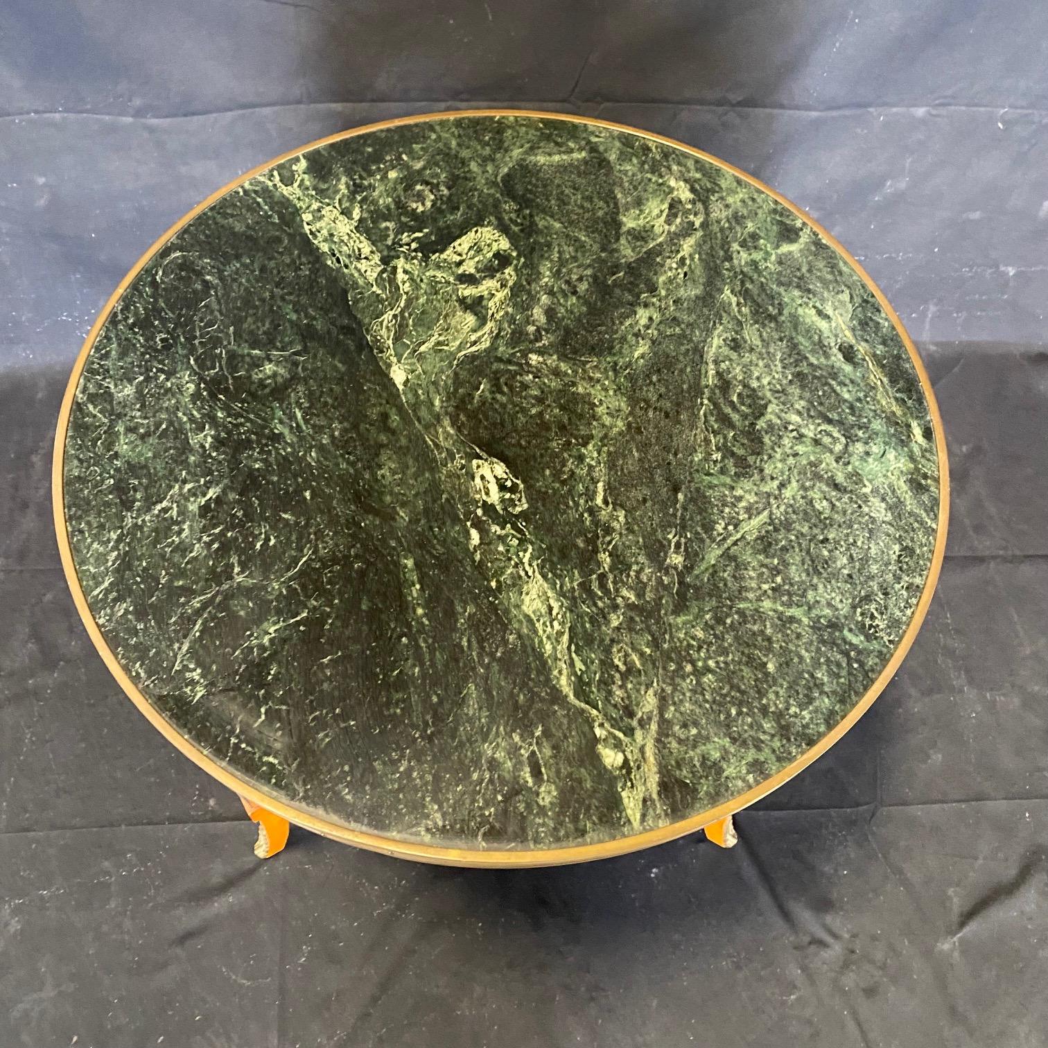 Elegant French Neoclassical Style Green Marble Top Bouilette or Side Table  For Sale 5