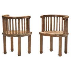 Retro Elegant French Pair of Dining Chairs in Pine 