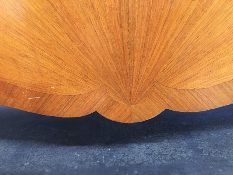 Elegant French Parquetry Three Door Marble Top Buffet Or Sideboard