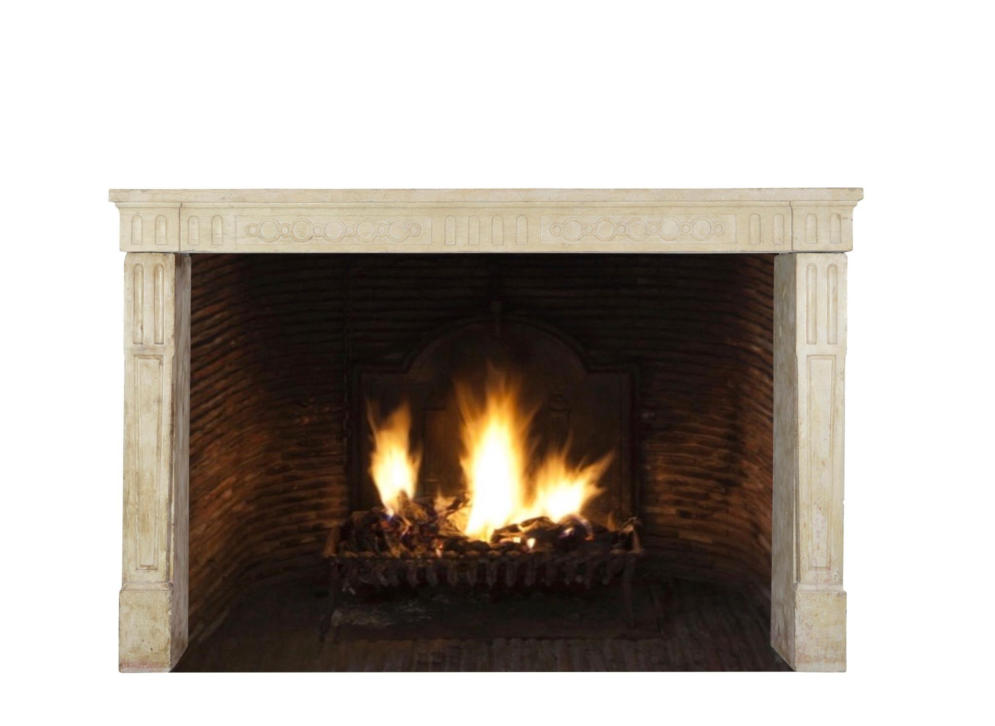 Elegant French Rustic Limestone Fireplace Surround For Sale 3