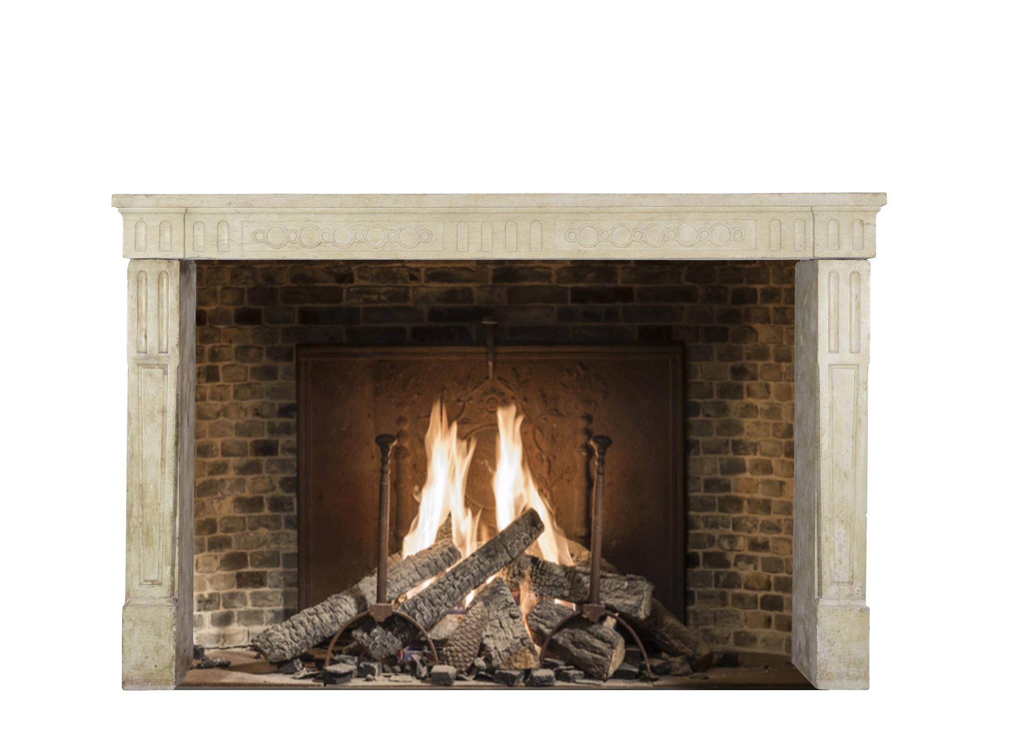 Elegant French Rustic Limestone Fireplace Surround For Sale 4