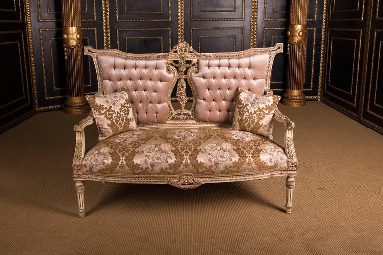 Elegant French Seating Set Sofa and Two Armchairs in the Louis Seize
