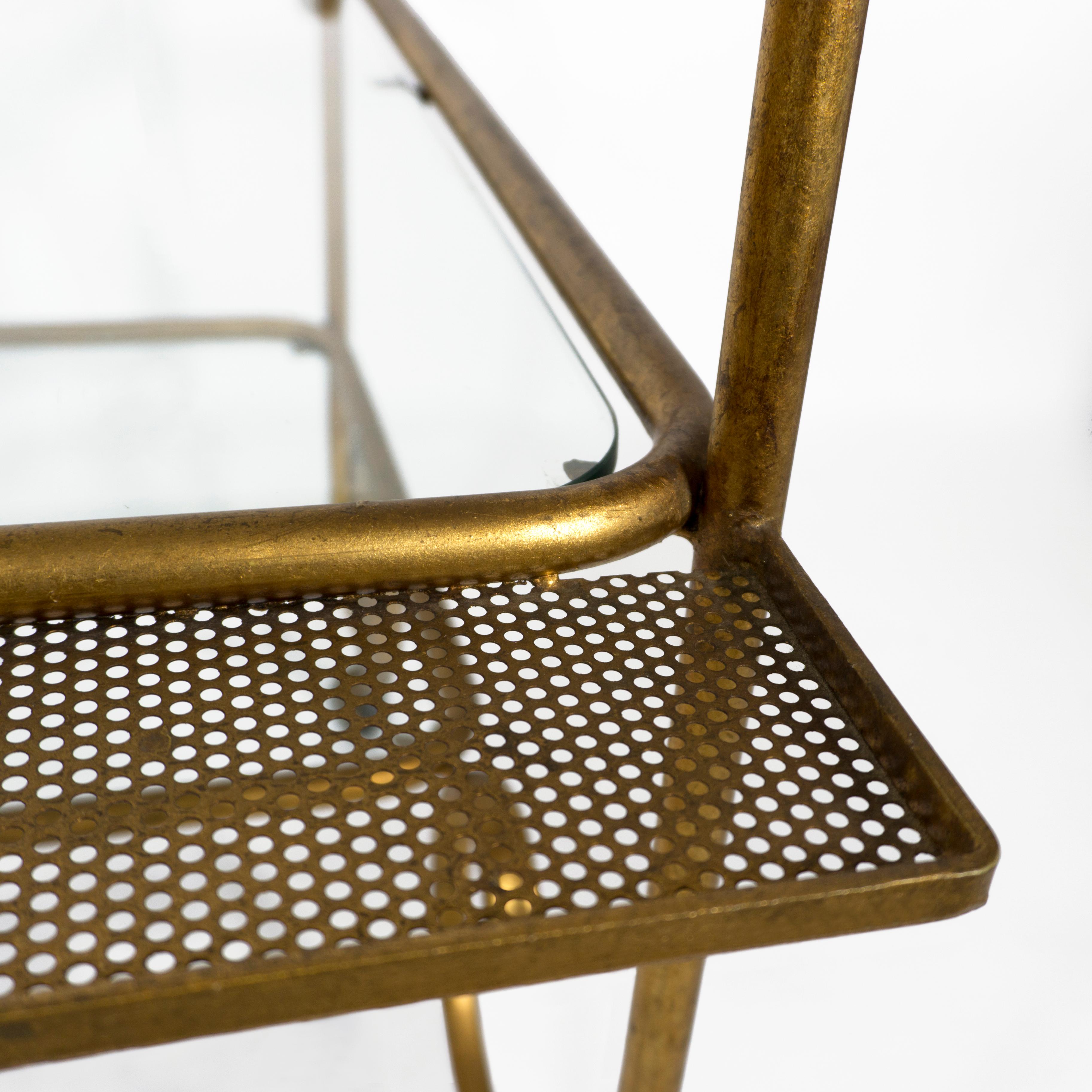 Elegant French Serving Trolley Gilt Glass Tired Bar Cart from the 1960s 1970 For Sale 4