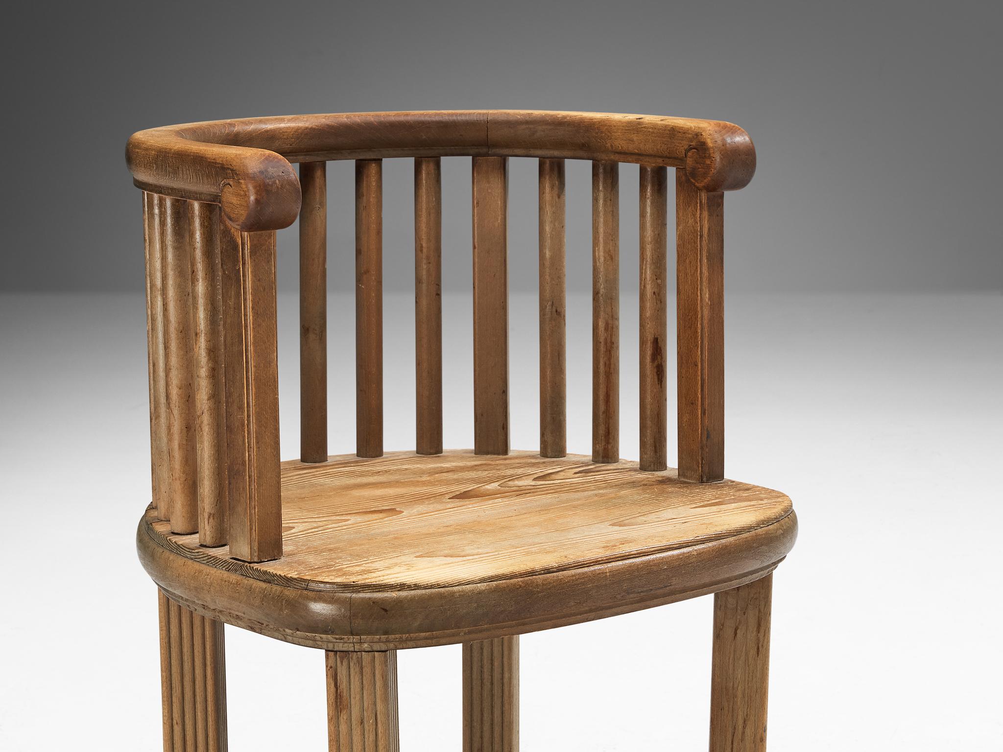 Beech Elegant French Set of Four Dining Chairs in Pine For Sale