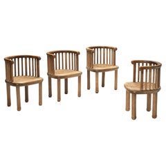Vintage Elegant French Set of Four Dining Chairs in Pine
