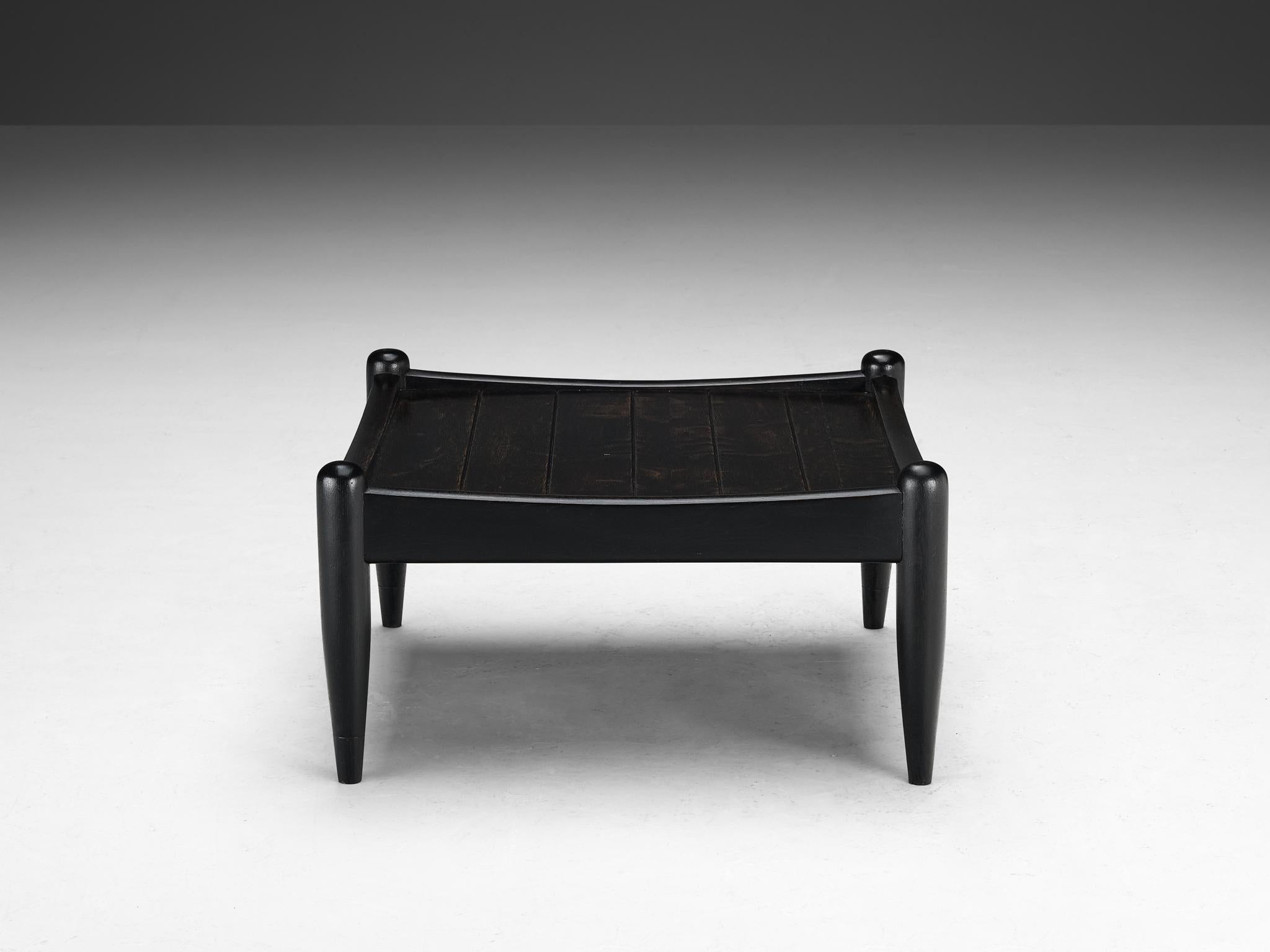Mid-20th Century Elegant French Side Table in Black Lacquered Oak  For Sale