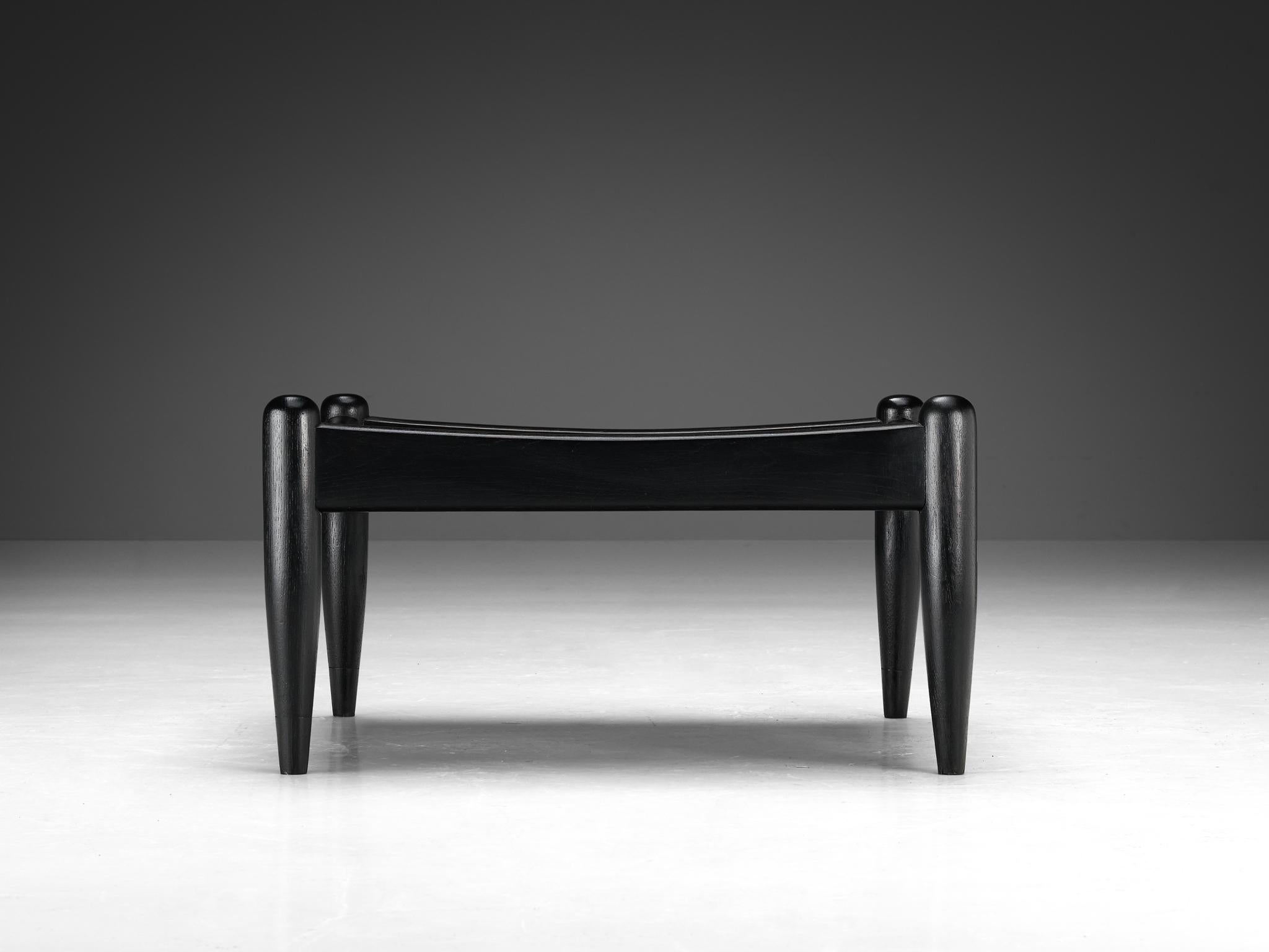 Elegant French Side Table in Black Lacquered Oak  For Sale 1