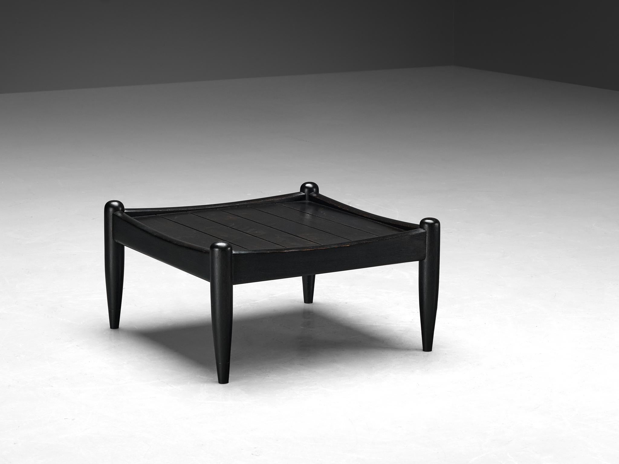 Elegant French Side Table in Black Lacquered Oak  For Sale 2