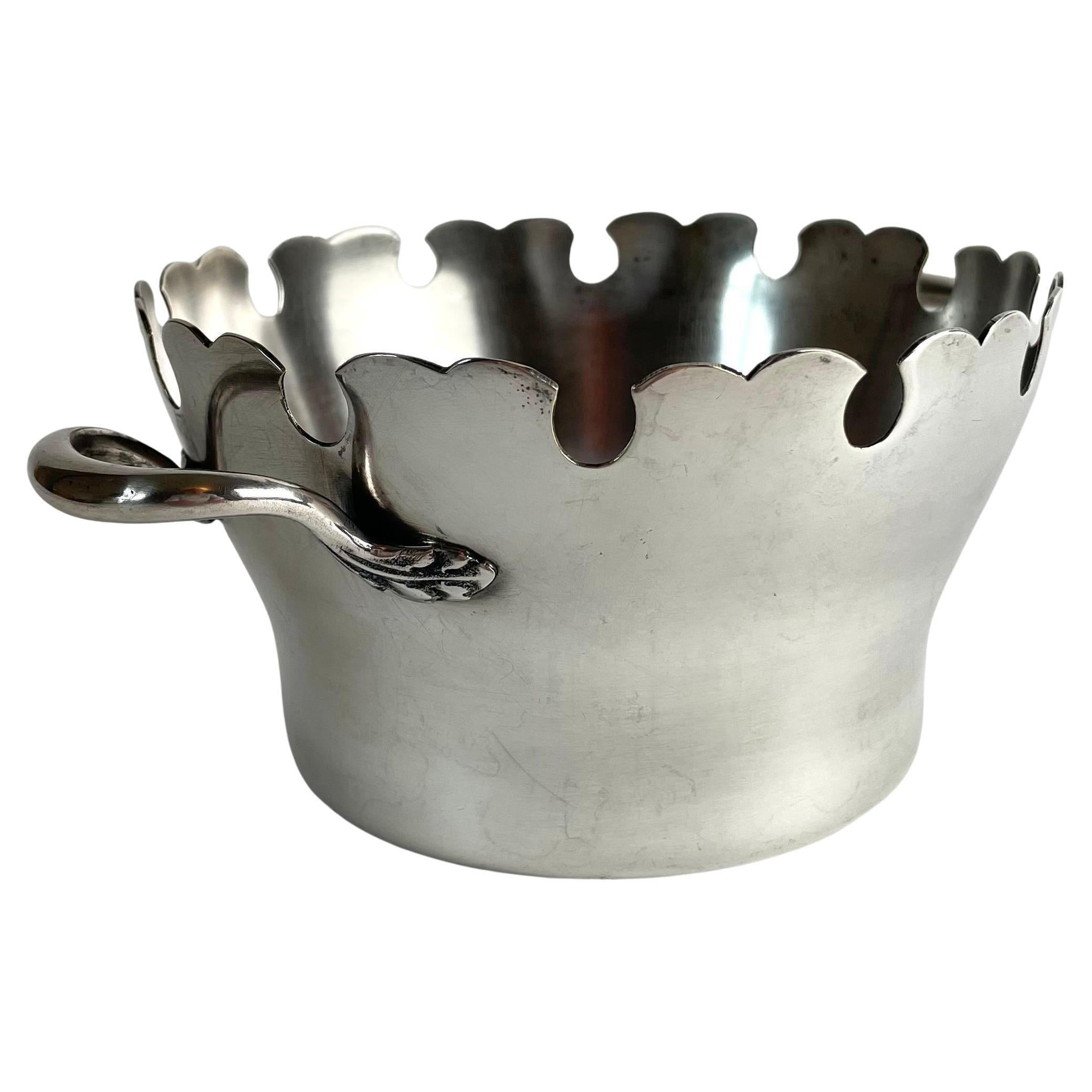 Elegant French Silver-Plated Wine Glass Rinser, 19th Century