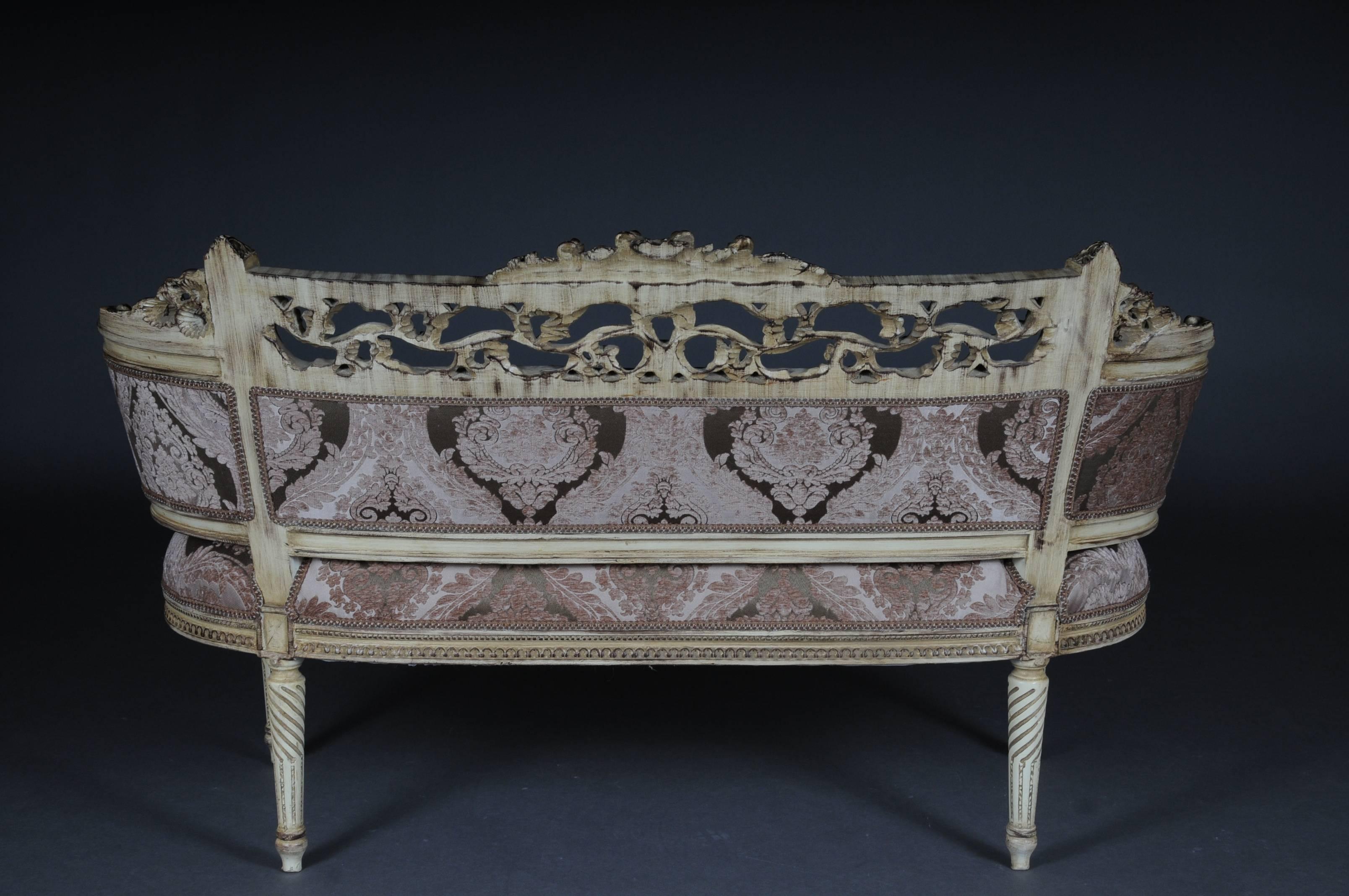 Elegantes elegantes französisches Sofa, Seife in Louis XVI-Größe im Angebot 3