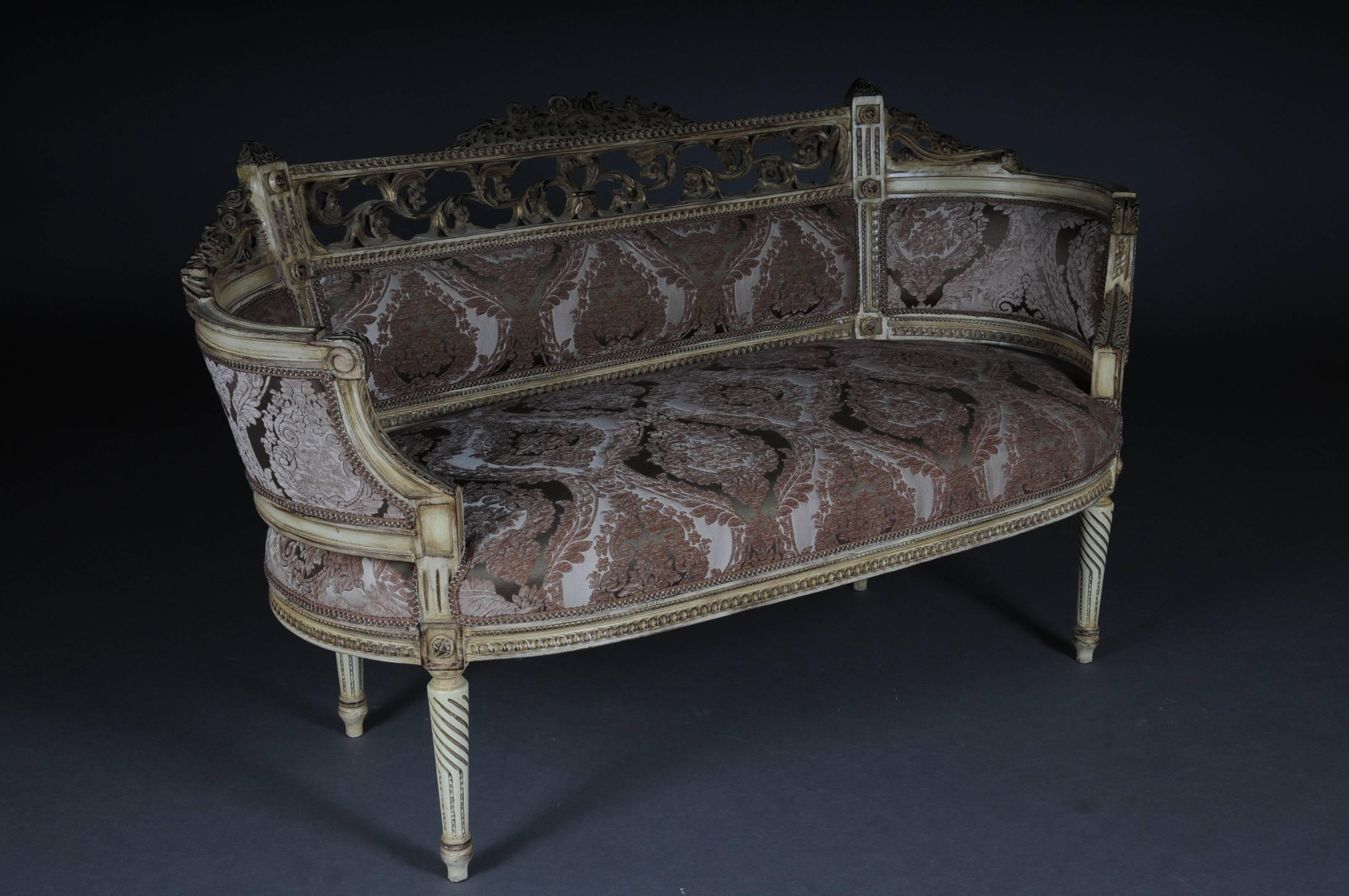 Elegantes elegantes französisches Sofa, Seife in Louis XVI-Größe (Französisch) im Angebot
