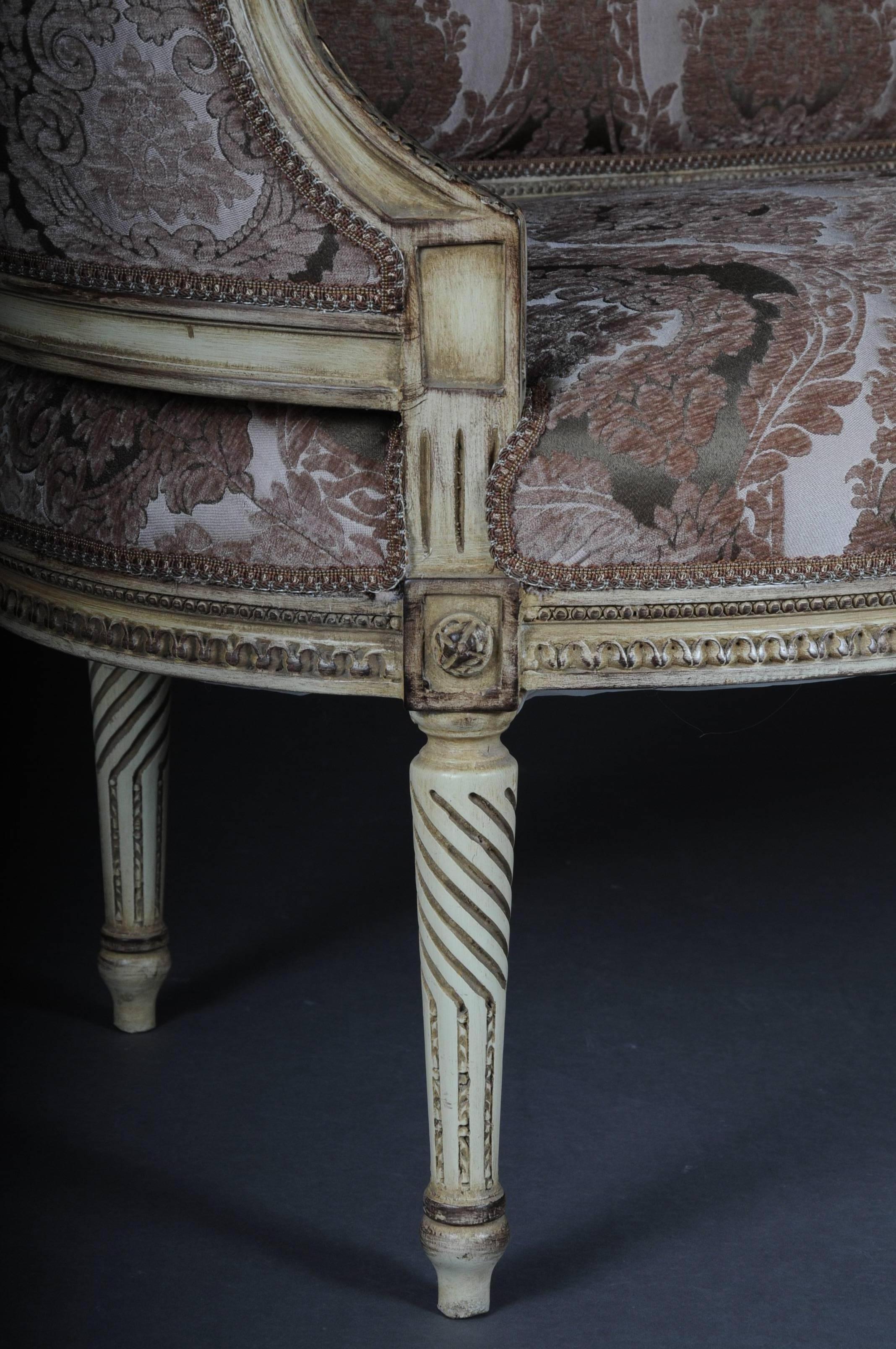 Elegantes elegantes französisches Sofa, Seife in Louis XVI-Größe (Handgeschnitzt) im Angebot