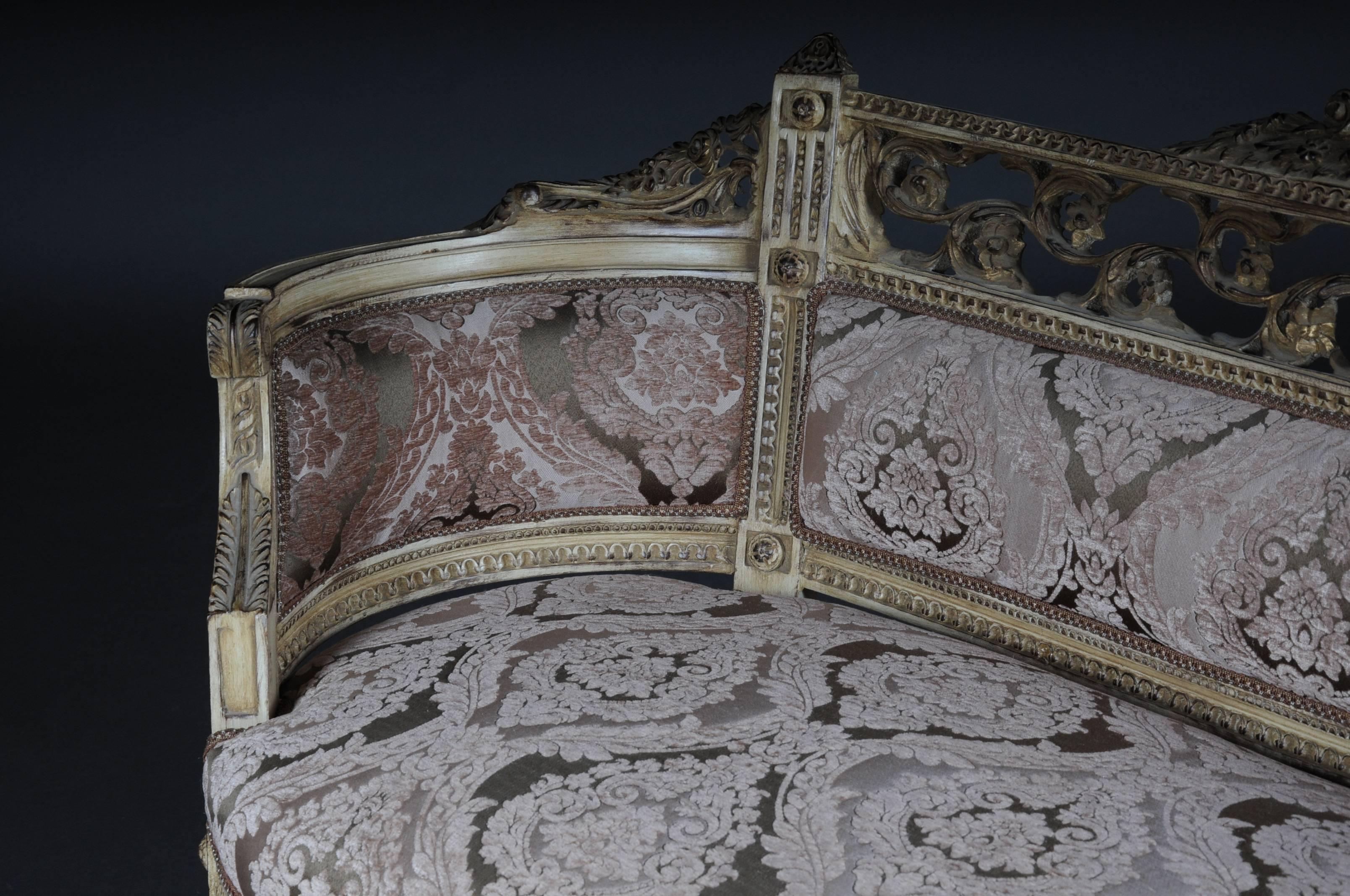 Elegantes elegantes französisches Sofa, Seife in Louis XVI-Größe (Polster) im Angebot