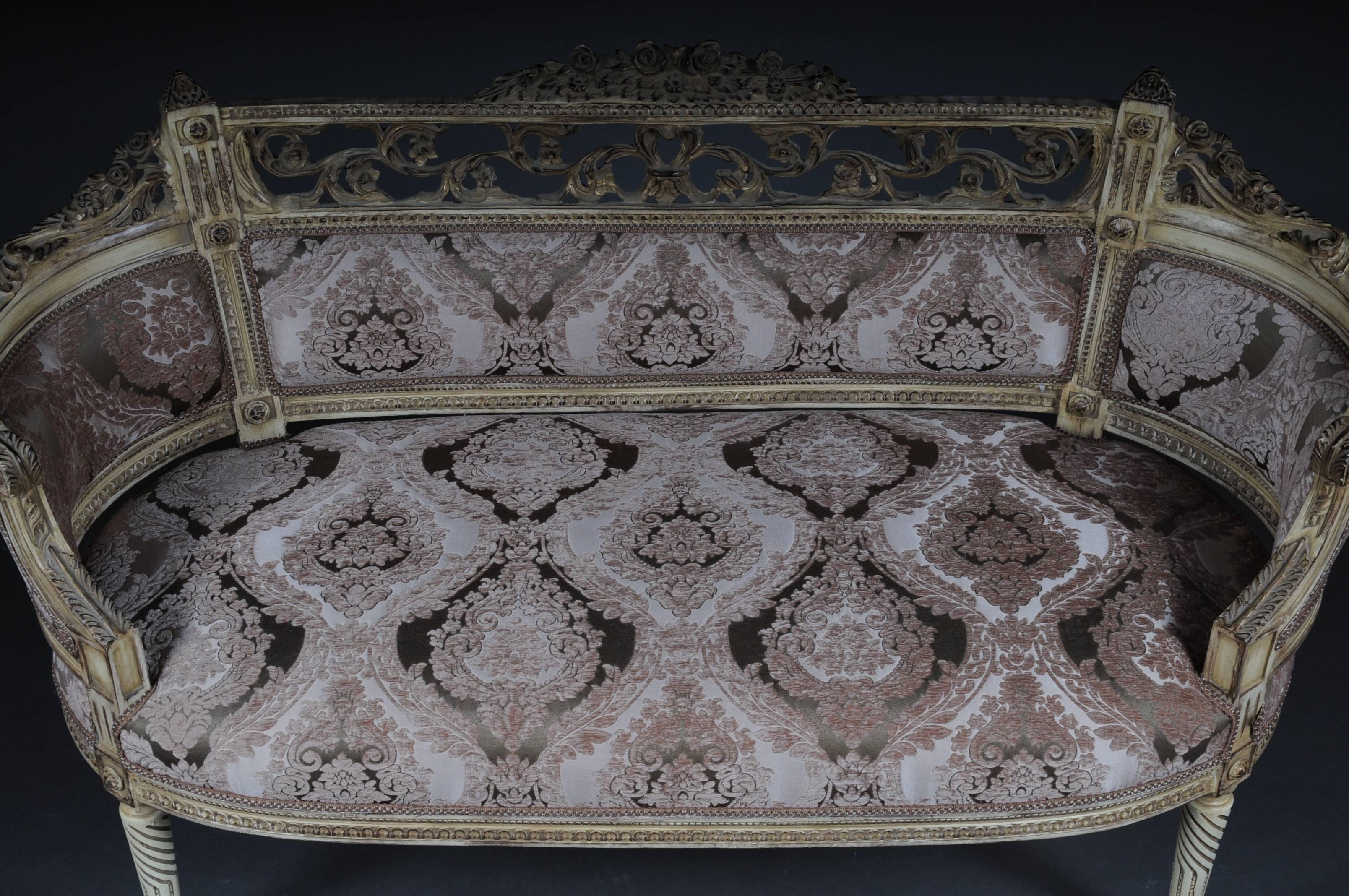 Elegantes elegantes französisches Sofa, Seife in Louis XVI-Größe im Angebot 2