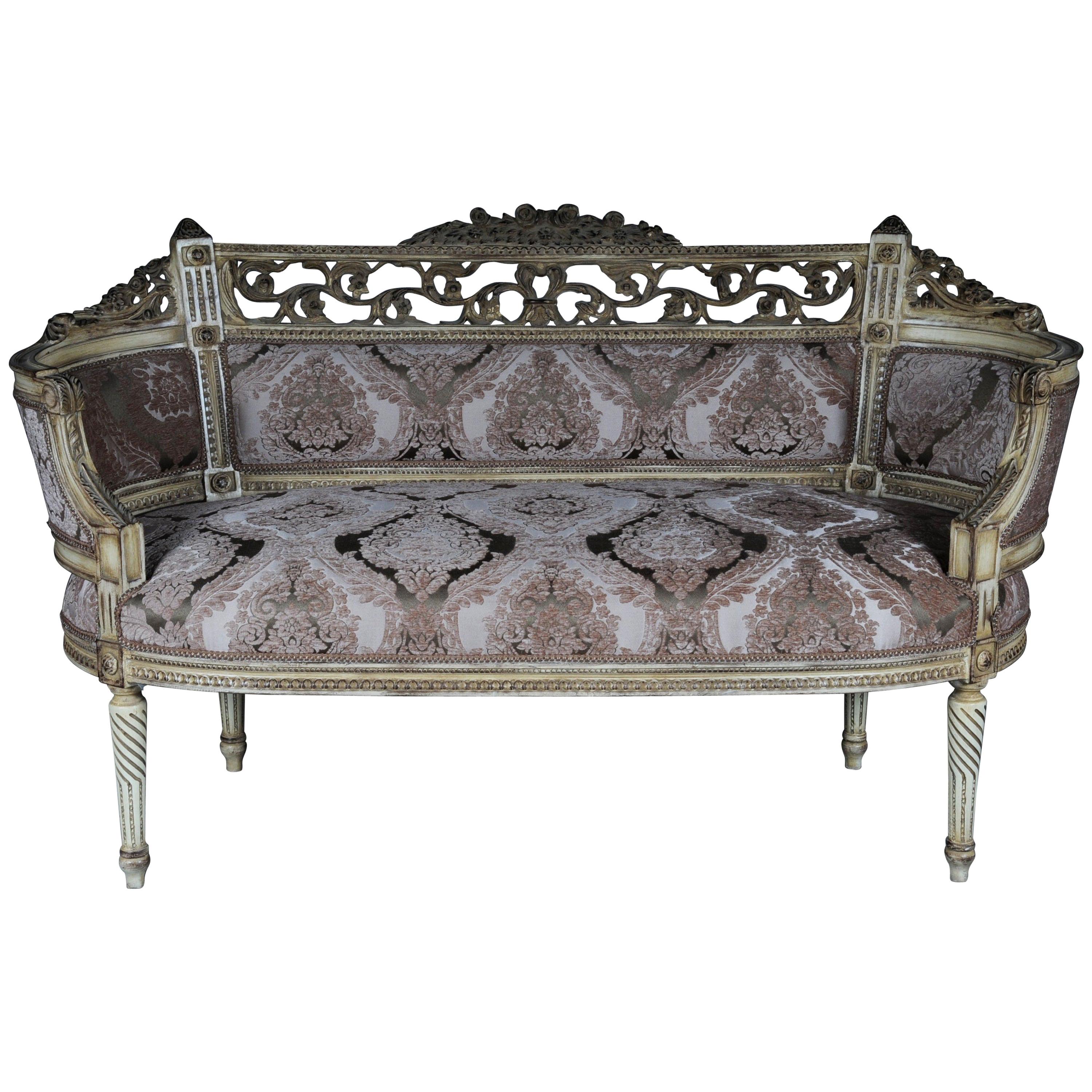 Elegantes elegantes französisches Sofa, Seife in Louis XVI-Größe im Angebot