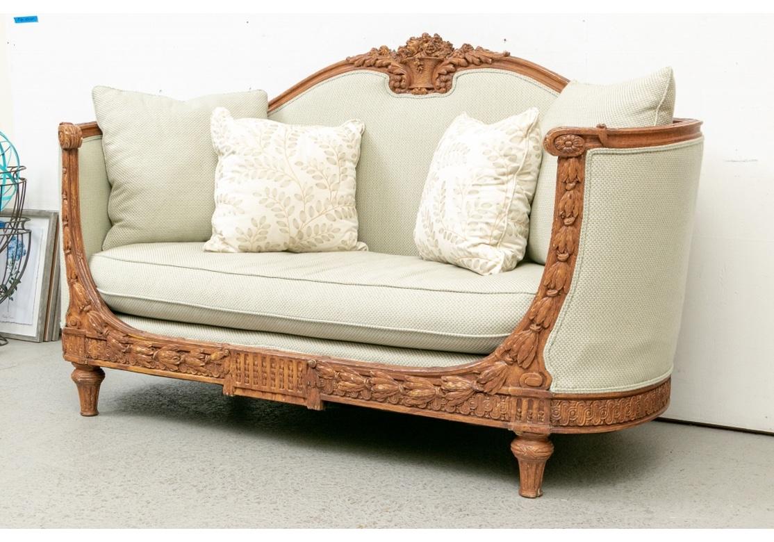 Elegant French Style Carved Sofa For Sale 5