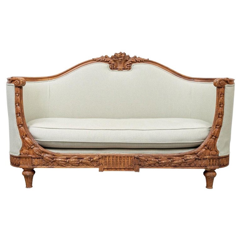 Elegant French Style Carved Sofa For Sale at 1stDibs