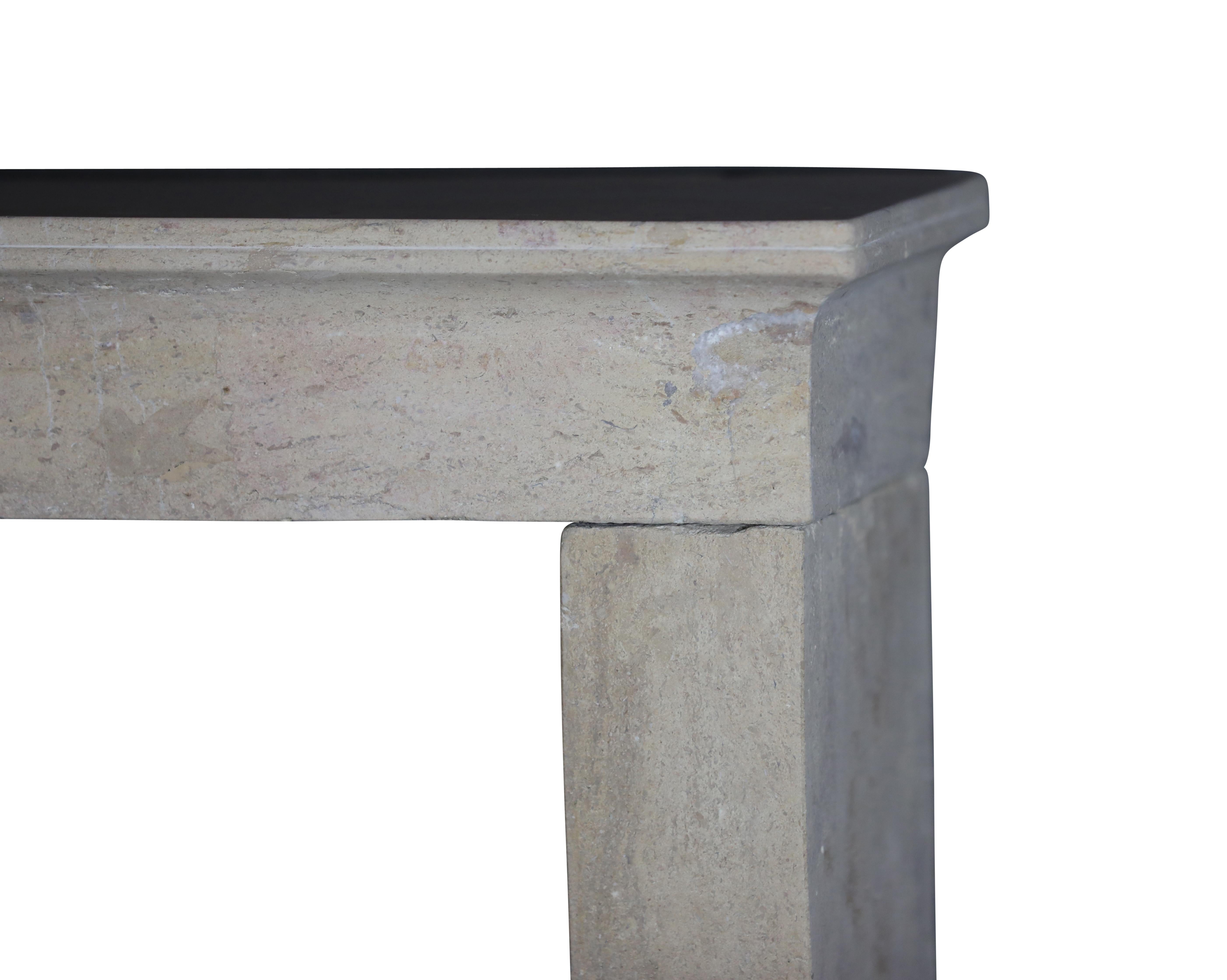 Elegant French Vintage Fireplace Surround in Limestone  In Good Condition For Sale In Beervelde, BE
