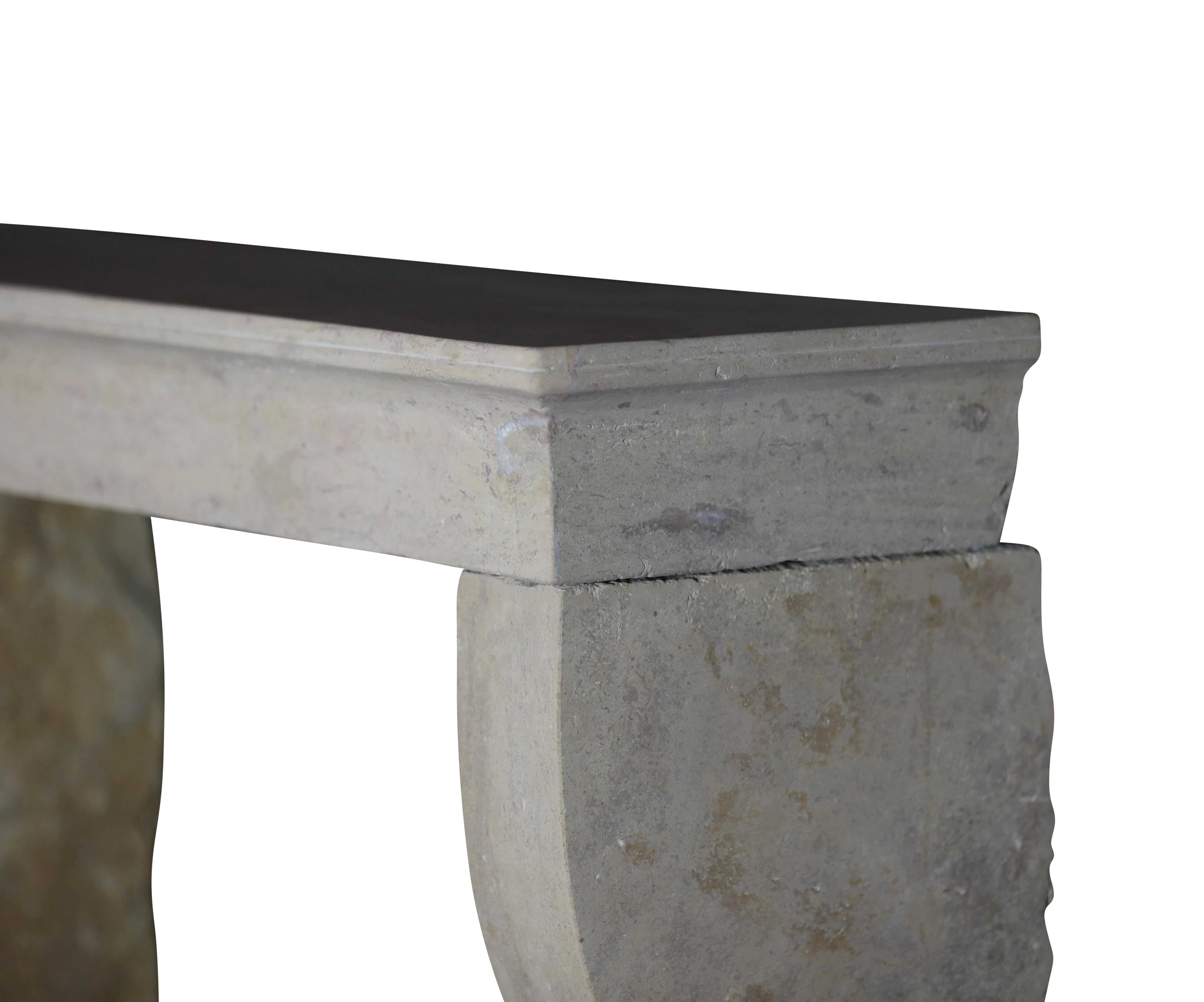 19th Century Elegant French Vintage Fireplace Surround in Limestone  For Sale