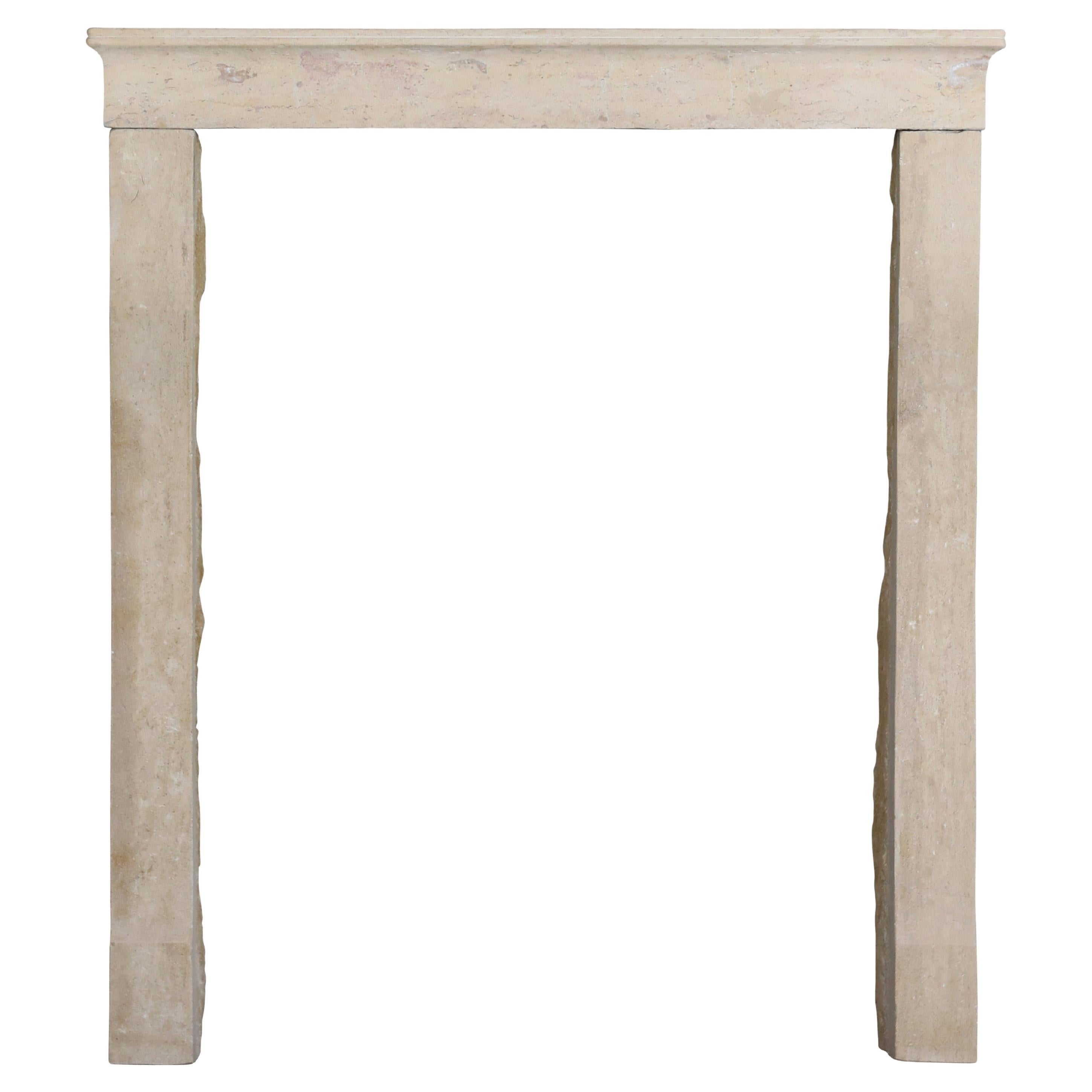 Elegant French Vintage Fireplace Surround in Limestone  For Sale