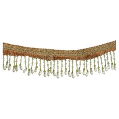 Elegant Fringe Trim with Light Green Beads, Antique Style