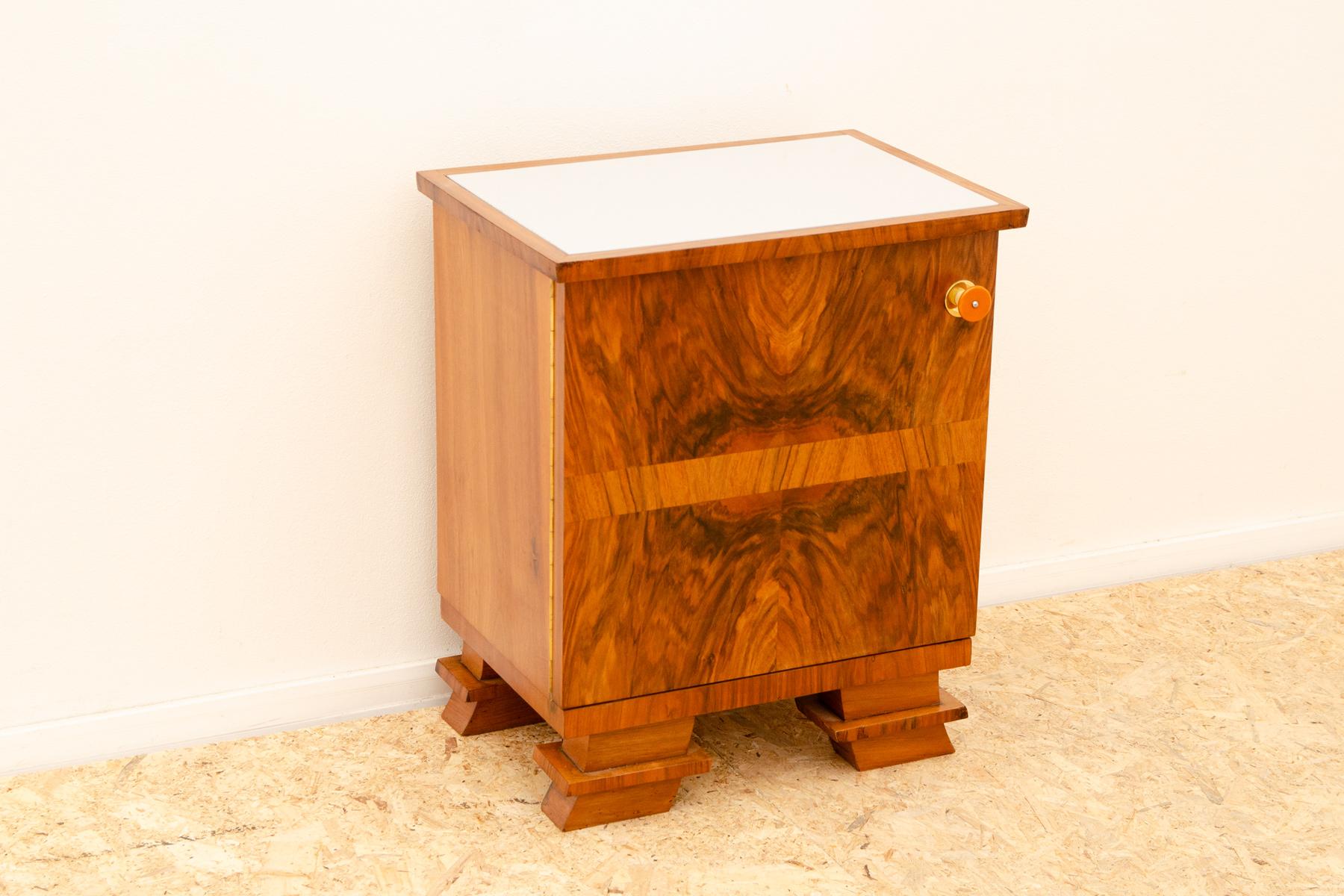 Czech Elegant Fully renovated Art Deco night stand, 1930s, Bohemia For Sale
