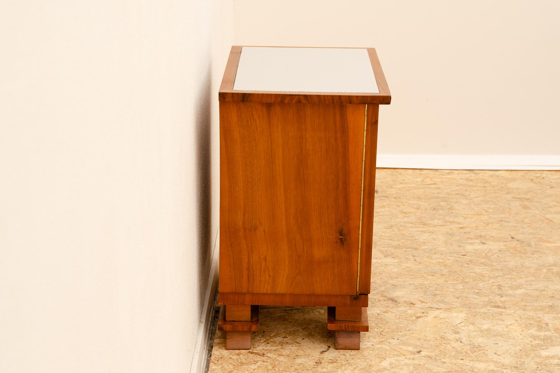 Glass Elegant Fully renovated Art Deco night stand, 1930s, Bohemia For Sale