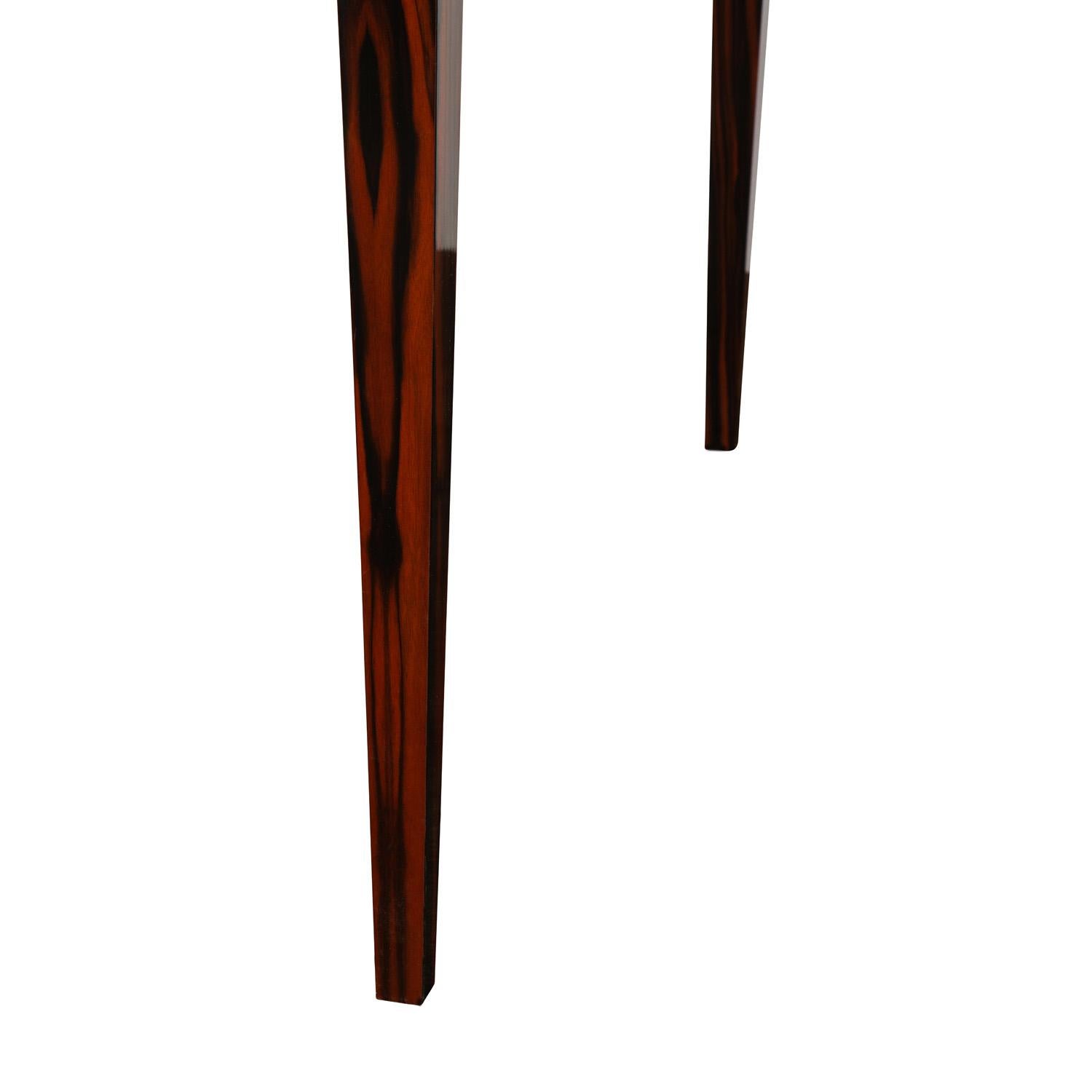 Elegant Game Table in Macassar Ebony with Lacquered Goatskin Top, 1980s In Excellent Condition In New York, NY