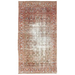 Elegant Geometric All-Over Persian Hamadan Runner in Orange and Red Tones