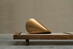 Elegant Geometrical Sculpture in Patinated Sand Cast Brass