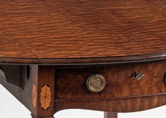 Elegant George III Blister Figure Mahogany and Satinwood Oval Pembroke Table