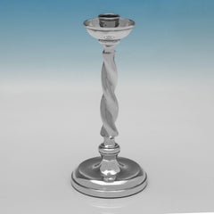 Elegant George V Sterling Silver Barley-Twist Candlesticks, 1924