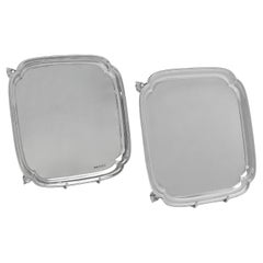 Elegant George V Sterling Silver Salvers by Sydney Hall 
Co., 1933