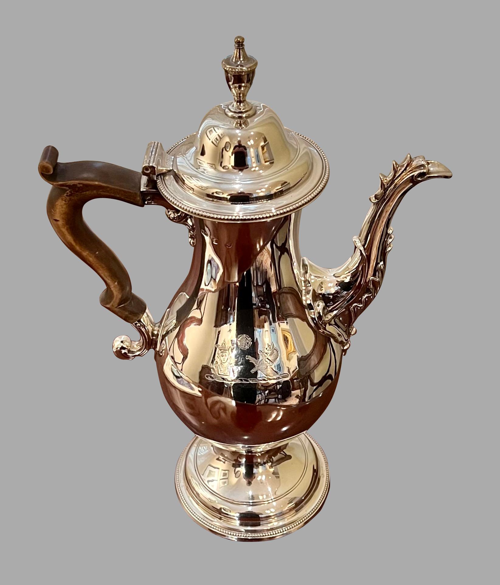 George III Elegant Georgian Sterling Silver Coffee Pot by Hester Bateman, London 1782