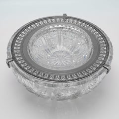 Elegant German 800 Silver & Cut-Glass Caviar Dish, circa 1920