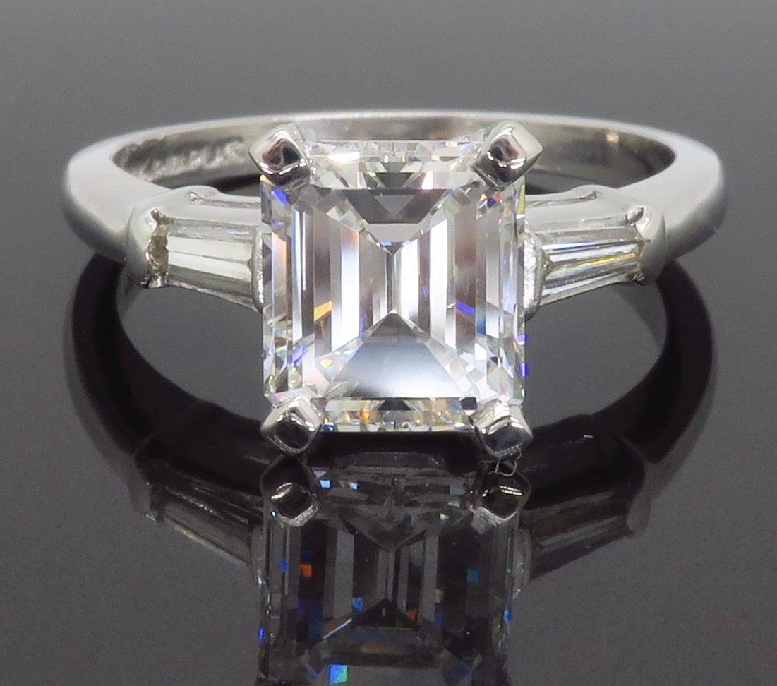Elegant GIA Certified Emerald Cut Diamond Engagement Ring with Tapered Baguettes 5
