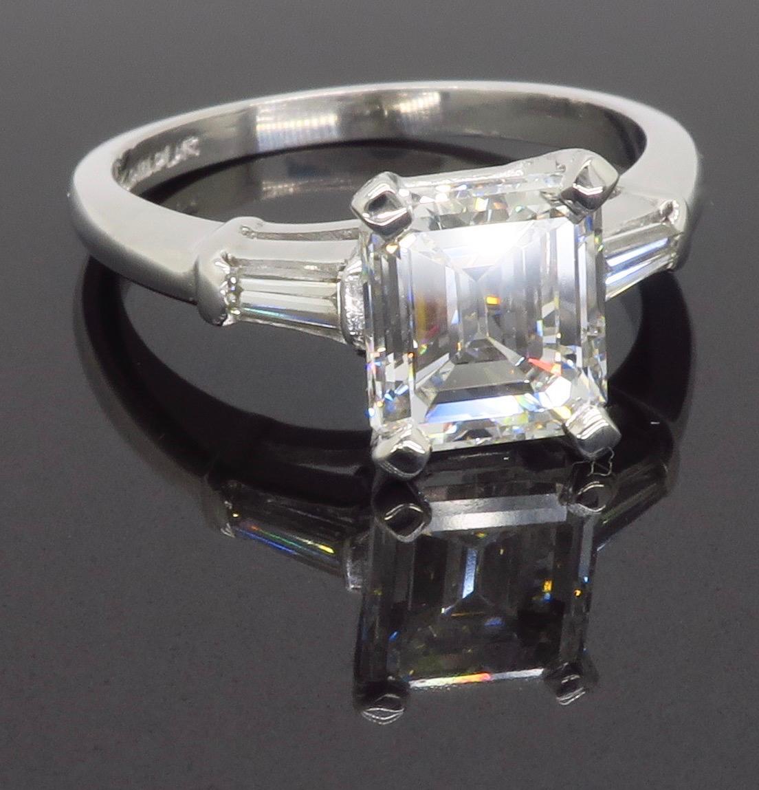 Elegant GIA Certified Emerald Cut Diamond Engagement Ring with Tapered Baguettes 6
