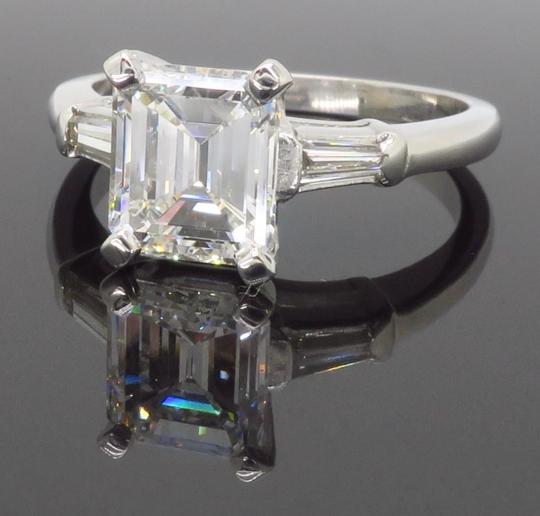 Elegant GIA Certified Emerald Cut Diamond Engagement Ring with Tapered Baguettes 7