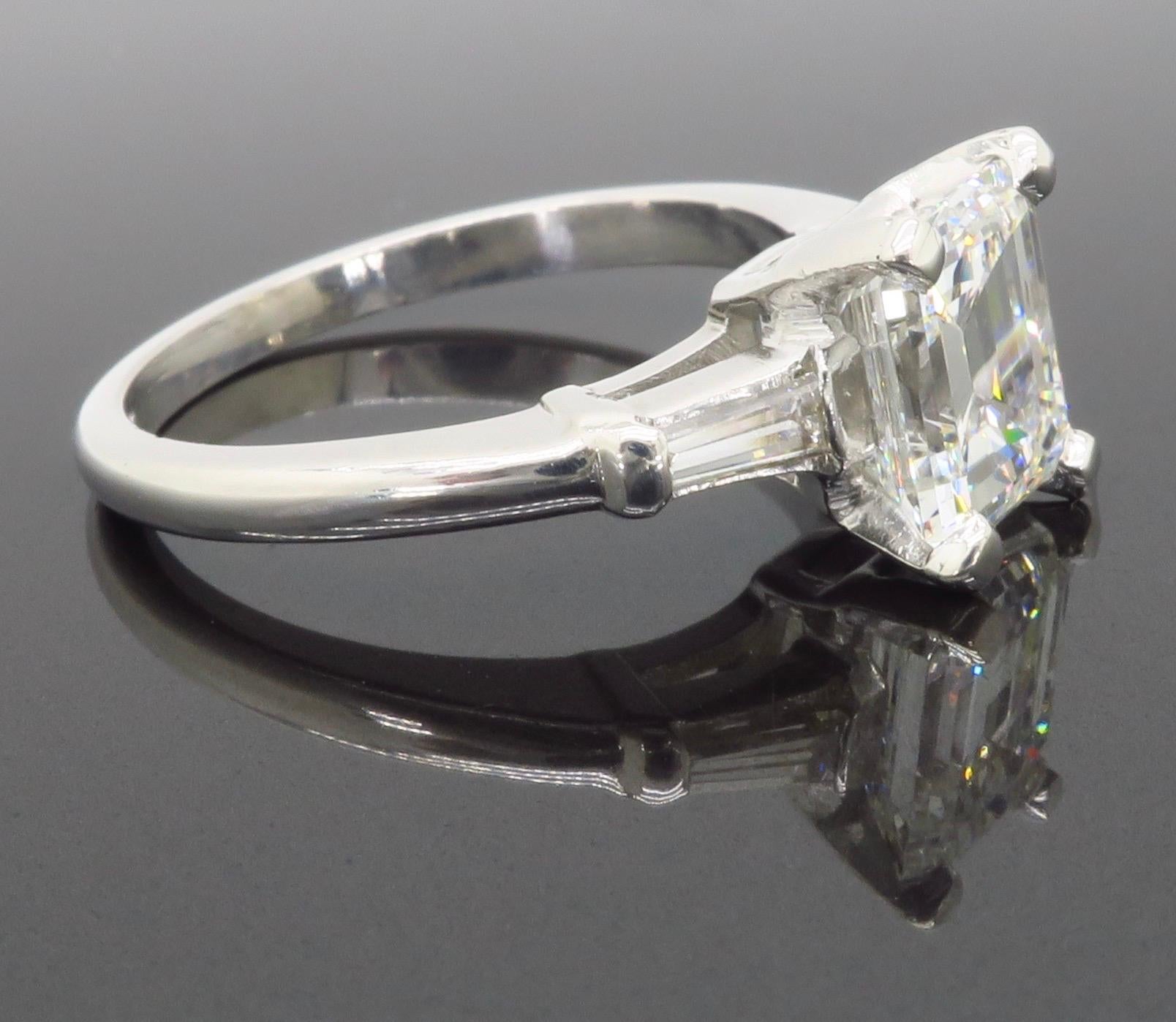 Elegant GIA Certified Emerald Cut Diamond Engagement Ring with Tapered Baguettes 8