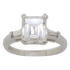 Elegant GIA Certified Emerald Cut Diamond Engagement Ring with Tapered Baguettes