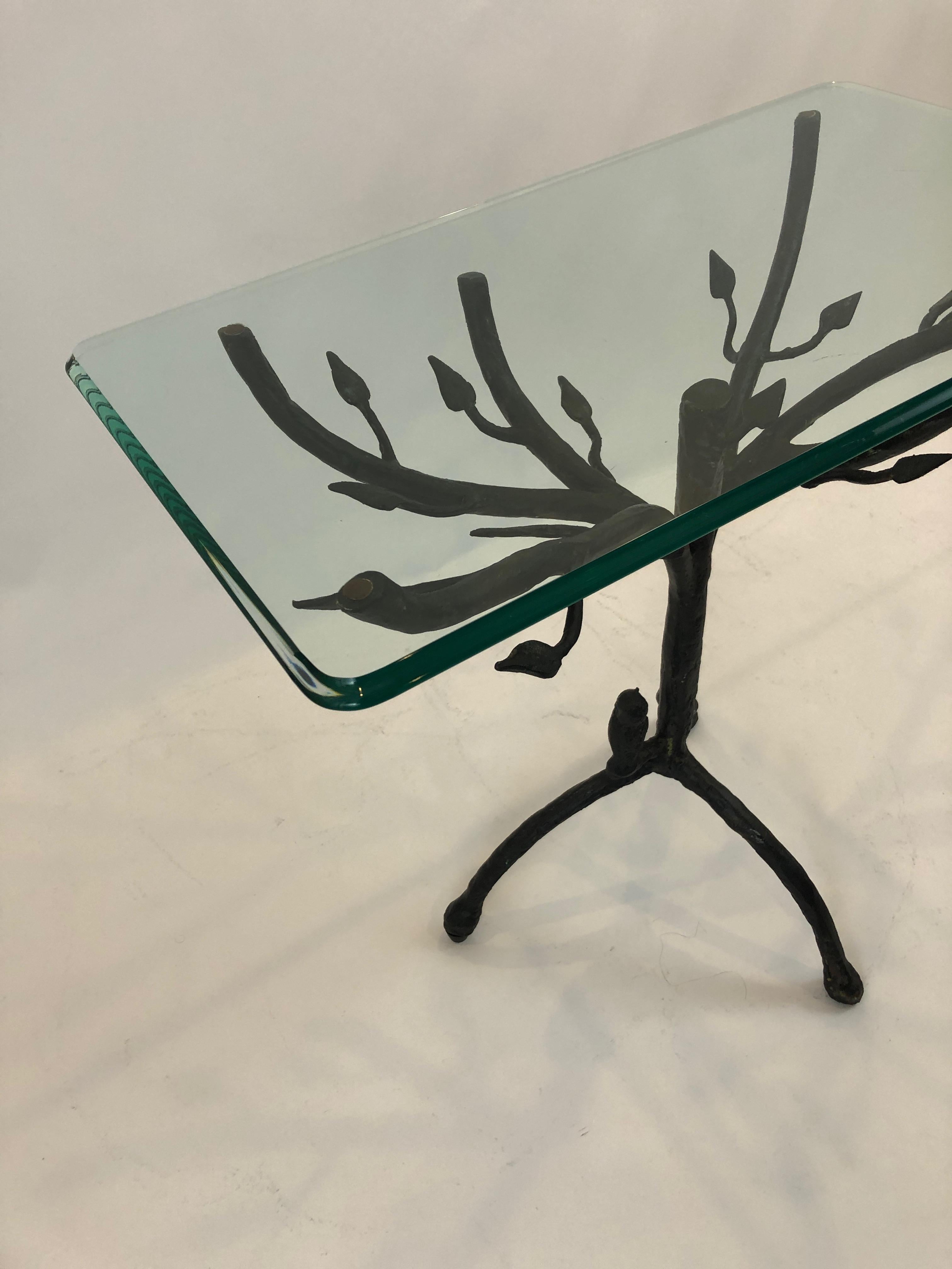 Glass Elegant Giacometti Style Iron Based Side Table