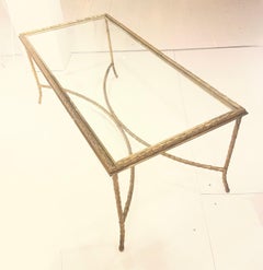 Elégante table "Palmiers" en bronze doré par la Maison Charles, France, Circa1960.